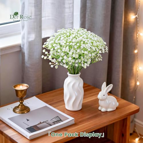 Der Rose 24PCS White Babys Breath Artificial Flowers,11'' Elegant Faux Baby Breath Flowers for Wedding Home Decor, Table Centerpieces & DIY Fake Flowers image 6