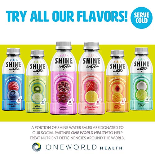 ShineWater Hydration Water, Flavored Drink, Antioxidant Beverage, Zero Sugar, Variety Pack of 12 Bottles