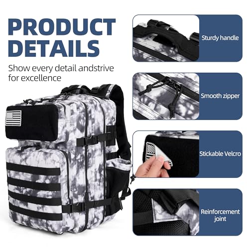 Image of gracedon Tactical Backpack - Military Molle Bag 3 Days Pack for men and Women Large Assault Rucksack 45L (Black)