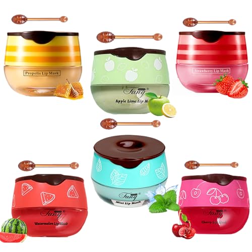 Bee Lip Balm Honey Pot Lip Mask Propolis Moisturizing 6 Pcs