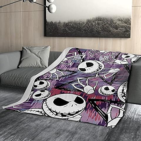Purple Christmas Skull Sherpa Fleece Blanket Throw for Home Office Travel Couch Sofa Warm Cozy Fuzzy Blanket 50x60in Cover