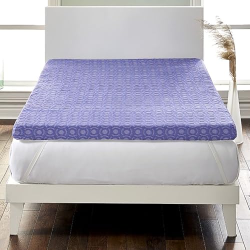 LoftWorks Gel 4 inch Supreme Memory Foam Mattress Topper with Medium Firm Support, Queen, Purple