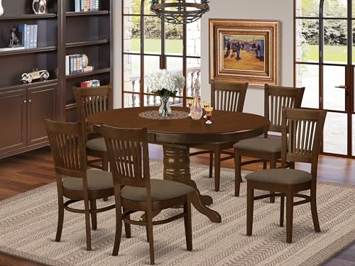 East-West-Furniture-KEVA7-ESP-C-7-Piece-Kitchen-Table-Chairs-Set-Consist-of-an-Oval-Dining-Room-Table-with-Butterfly-Leaf-and-6-Linen-Fabric-Upholstered-Chairs-42×60-Inch-Espresso East West Furniture KEVA7 ESP C 7 Piece Kitchen Table Chairs Set Consist of an Oval Dining Room Table with Butterfly Leaf and 6 Linen Fabric Upholstered Chairs 42×60 Inch Espresso