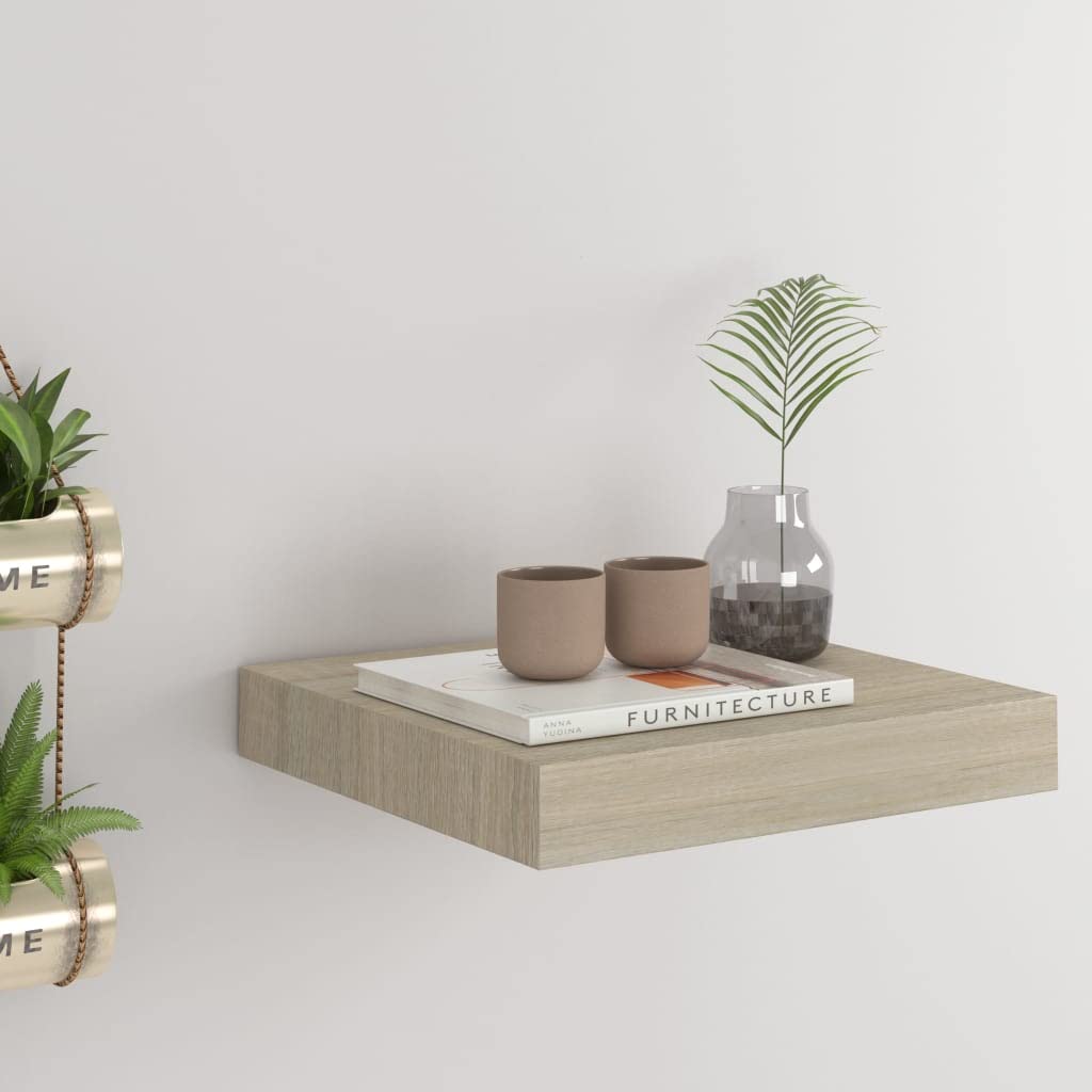 YUANCHUTOP Floating Shelves, Brown Wall Mounted Shelf with Invisible Brackets Book Plant Display Rack Storage for Bathroom Living Room Bedroom Entryway Hallway, 23cm