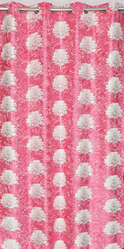 Image of Polyester Curtains 9 Feet Long Set of 2 for Long Door (Pink 4 ft x 9 ft)