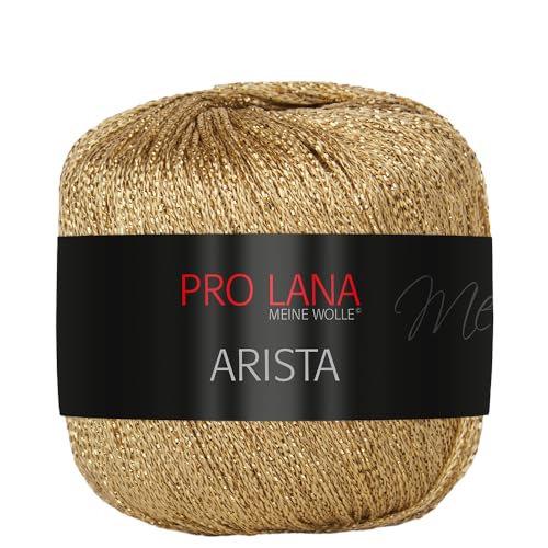Frida's Wollhaus Pro Lana 25 g Arista Häkelgarn Effektgarn Glitzergarn Lurexgarn weich 12 Farben (300 | Gold)