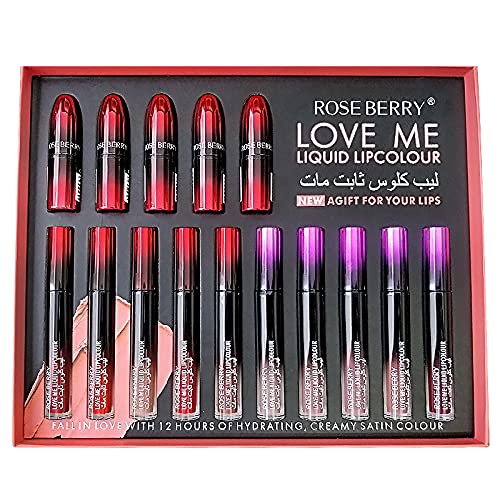5 Lipsticks & 10 Lipgloss Set 15Pcs