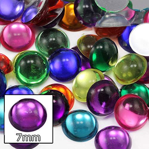 Allstarco 7mm Blue Aqua Lite .QR120 Flat Back Acrylic Round Cabochons Plastic Pearl Gems For Jewelry Making Costume Making Cosplay Jewels Embelishments - Image 4
