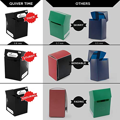 Image of Quiver Time 100+ Standard Deck Blocks with 2 Dividers / Card Deck Box - Set of 5 MTG Deck Box - Compatible with Magic Commander, Pokemon, Yugioh & other TCG cards - (White, Black, Blue, Red & Green)