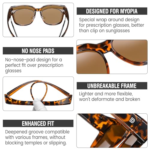 Image of DUCO Fit Over Sunglasses for Men Women Wear Over Glasses Retro Wrap Around Polarized Sun Glasses UV400 Protection DC8981