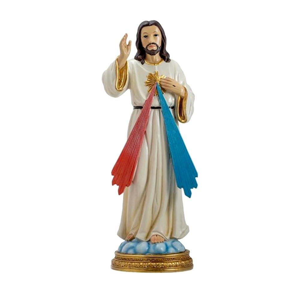 Jesús Misericordioso Figura 30 cm. Imagen Resina Color peana Dorada Detalle Nube