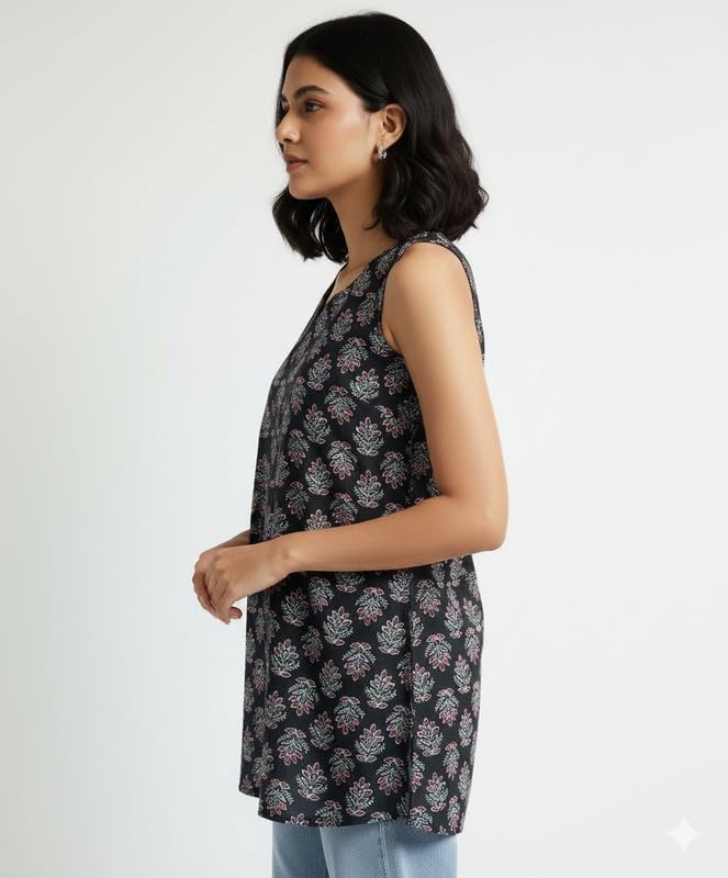 Image of SIROTA Rayon Short Top for Women | Tunic for Jeans | Western Short Kurti | Stylish Straight Ladies Kurta | Ethnic Kurta for Girls