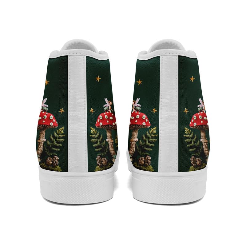 Fashion Women High-Top Canvas Shoes Men's Print Mushroom Floral Plant Lace-up Flat Stylish Gift Sneaker Couple Shoes4