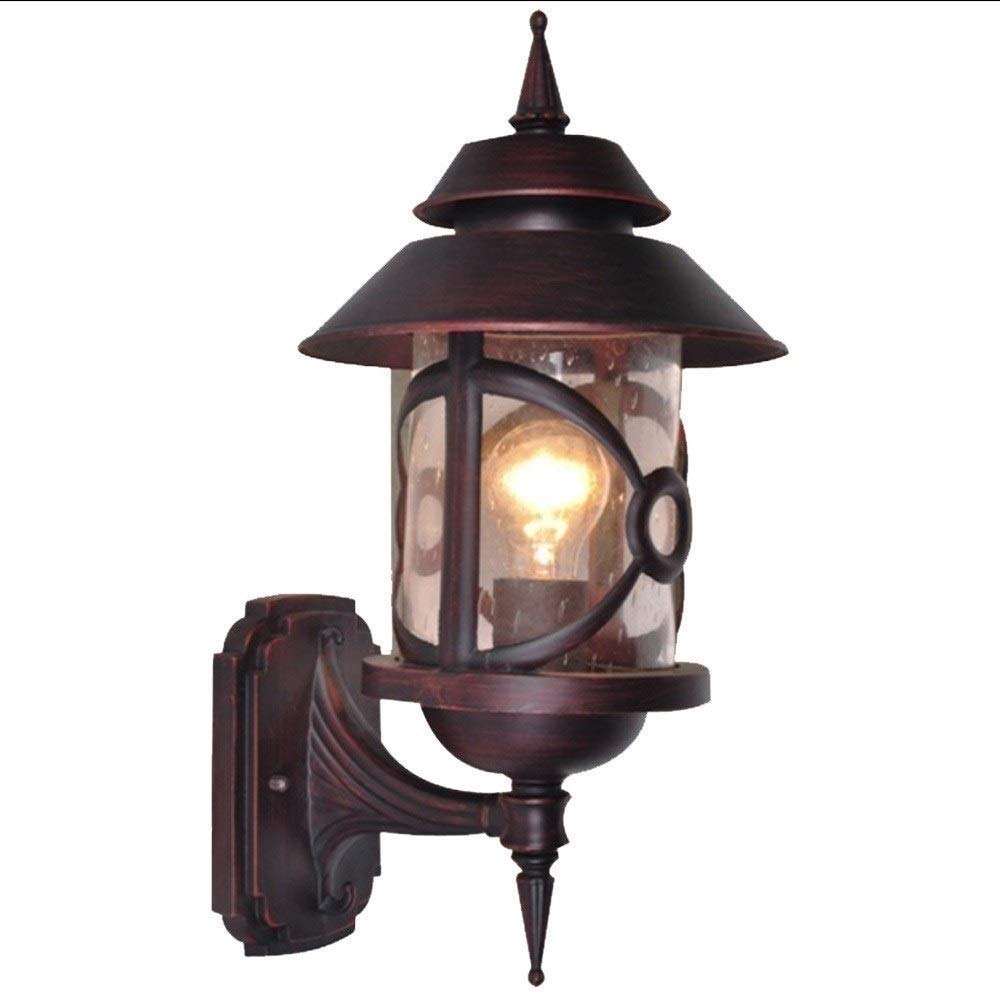 HYJAUSXB Wall Lamps Sconces Sconces, European Waterproof Outdoor Garden Lamp Glass Lantern E27 Exterior Courtyard Corridor Aisle Porch Sconce Lighting Mounted Light Dusk to