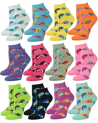 Image of Gelante 12-Pair Women's Ankle Socks, Colorful Comfortable Lightweight Breathable Athletic