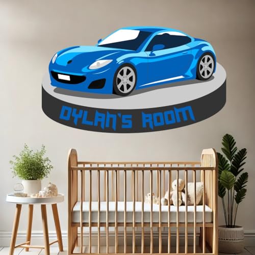 Vinilo Decorativo Personalizable para Pared con Auto Azul miniatura 4