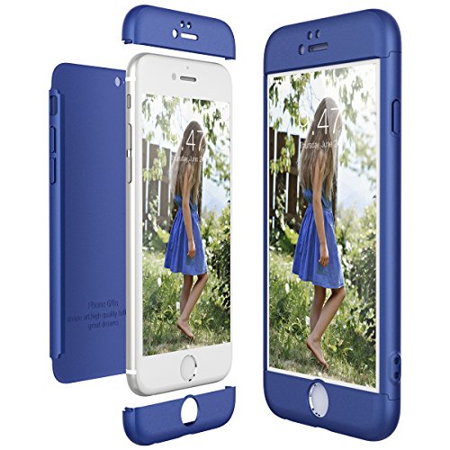 CE-Link Cover per Apple iPhone 6 Plus 6S Plus 360 Gradi Full Body Protezione, Custodia iPhone 6 Plus Silicone 3 in 1 Antishock e Antiurto, iPhone 6S Plus Case - Blu