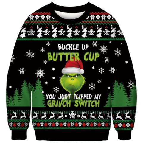 QPQEQTQ Plus Size Ugly Christmas Sweatshirt, Christmas Couples Crewneck Sweatshirts Unisex Long Sleeve Pullover Top Grc02 XL Cover
