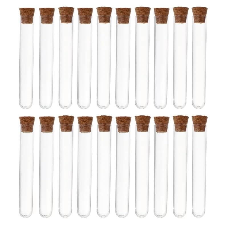 Tubos de ensayo de plástico transparente de 75x12 mm con corchos - Tubos de ensayo de laboratorio de 5 ml for experimentos científicos - Paquete de 10