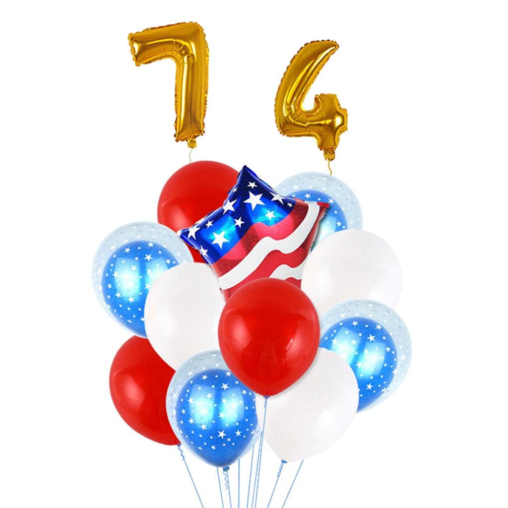 TiMi Trends 4th of July American Flag Latex Foil Balloon Independence Day Gold