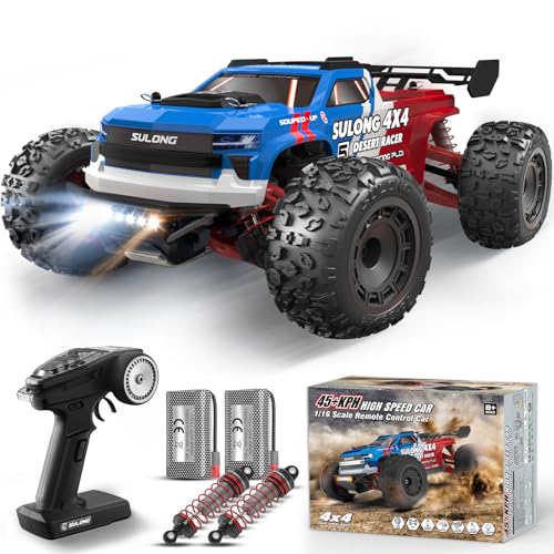 Scientoy 1/16 RC Cars 45 KPH, 4WD All Terrain RC Truck, Offroad High Speed Remote Control Car with 2 Batteries, 60 Min Runtime, Hobby Grade RC Vehicle for Teens & Adults