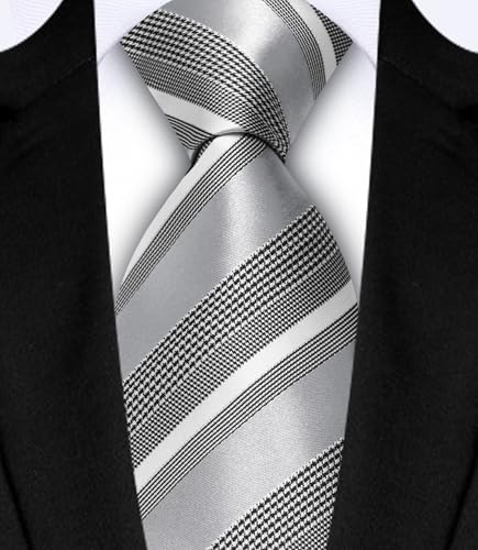 Image of GUSLESON Men's 5-pc Striped Tie Gift Set - Jacquard Necktie, Pocket Square, Cufflinks, Lapel Pin, Tie Clip - Wedding Formal Gifts