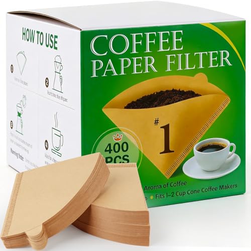 Image of BYKITCHEN 400 Count #1 Small Cone Coffee Filters, Unbleached, 1-2 Cup