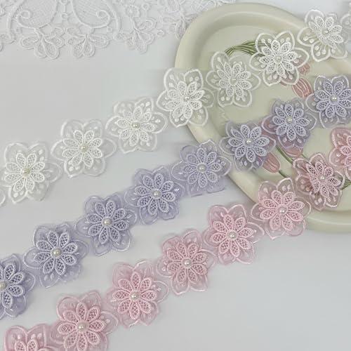 Simpless NO 3Yards Flower Lace Pearl Trim,Embroidered Sewing Lace Applique thumb #7