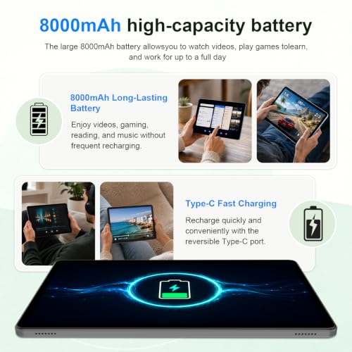 Image of Tablet 11 inch Android 16 Tablets, Octa-core Processor 34GB RAM 128GB ROM 2TB Expansion,Tablets with Keyboard, Protective Case, Mouse, Stylus, HD Touchscreen, Wi-Fi, BT 5.0, Dual Camera