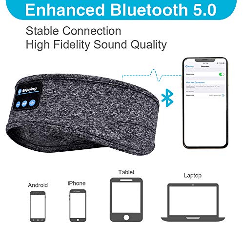 Sleep Headphones, Bluetooth Sleep Headphones,Headband Headphones with Built -in Speakers, Sports Headband with Bluetooth Headphones for Sleeping, Running, Yoga (Grey) - Thumbnail 3