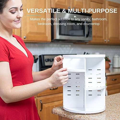 Alcora Life 360 Rotating Makeup Organizer, Makeup Spinning Organizer Rotating Organizer Desk For White Makeup Holder Lazy Susan Organizer Dresser- 7 Adjustable Layers With 4 Trays #TOP6