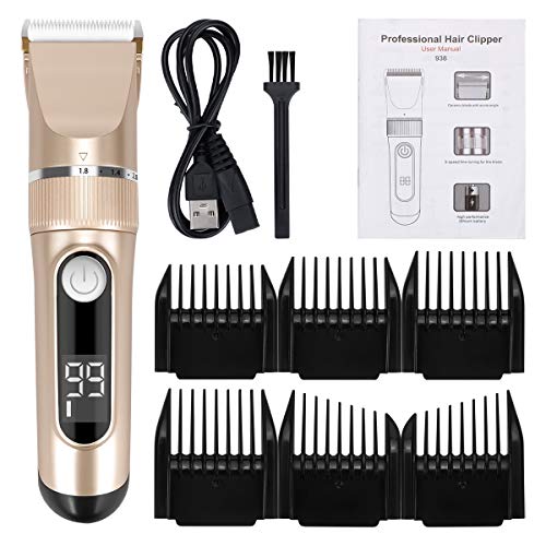 Cordless Mens Grooming Clipper Golden, Professional Hair Trimmer Hair Cutting Kit for Baby Kid Beard Father's Gift