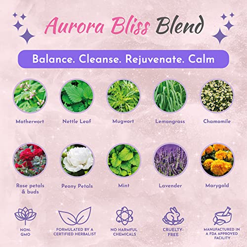 Image of Yoni Steaming Herbs Kit, 100% Natural and Herbal Vaginal Steam for Feminine Self-Care at Home, Includes Reusable Filter Bag, Aurora Bliss Blend, 4 Ounces