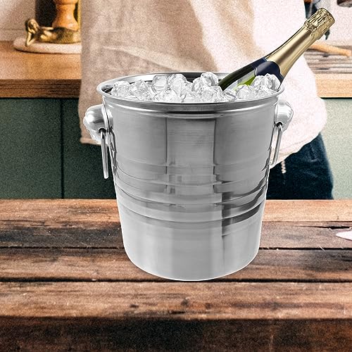 UPKOCH Balde De Gelo De Aço Inoxidável 5L Isolado Balde De Cubo De Gelo Com Pinça De Gelo Para Refri
