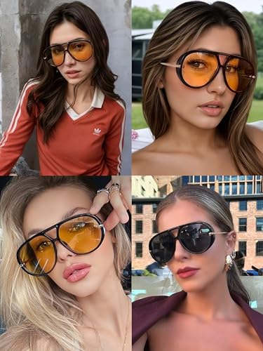 Oversized Aviator Sunglasses Retro Vintage Shades for Women Men Trendy Big Round Shield Sun Glasses3