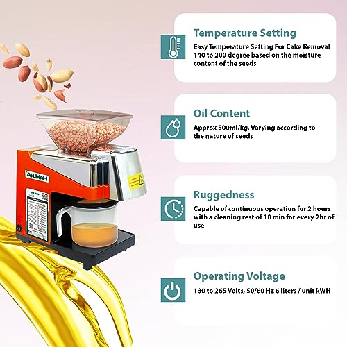 Image of HAKURA H2O-2B Comfort Oil Extractor Oil Maker Press Machine For Home 560 Watts (Red)