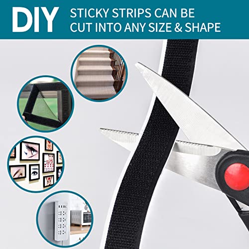 Image of 3 /4 Inch x 82 Feet Black Hook and Loop Tape, Non Slip Couch Cushion Gripper | Bulk Sticky Back hook loop tape, Apply No Punching Wall Mounting, Keep Carpet Socket in Place at Home and Office