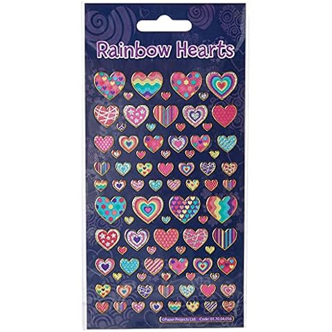 Paper Projects 01.70.04.056 Rainbow Hearts Sparkly Reusable Stickers, Multicoloured, 19.5cm x 9.5cm Cover