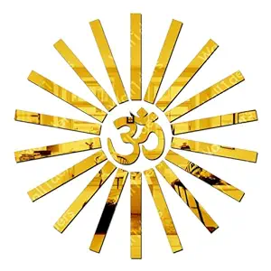 Wall1ders Om with 20 Strip Golden (Size 50 x 50 cm) Acrylic Mirror for Wall Sticker Home Living Room Bedroom Decor Stickers.
