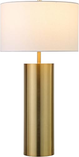 Miniatura 4 de Henn&Hart Lámpara de Mesa Moderna de Mediados de Siglo de 29.5'' con 1 Luz y Pantalla de Tambor de Tela Blanca para Sala de Estar, Dormitorio u