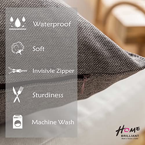 Home Brilliant Outdoor Cushion Covers 45cm x 45cm Waterproof Fabric Soft Scatter Cushions Covers with Invisible Zipper, 4 Pcs, Grey - Image 4