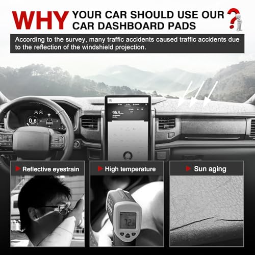 Image of Autorder Dashboard Cover Mat for 2022-2025 2026 Ford F-150 Lightning F150 Accessories Dash Cover Flannel Dash Mat Sunshade Glare UV Rays Protector (Only fit for 15.5-inch Touchscreen)