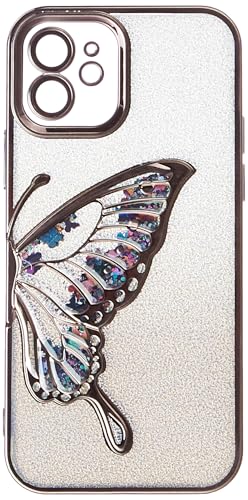 Image of SHINESTAR 3D Butterfly Case for iPhone 12 Cover, Cute Girly Glitter Bling Luxury Back Cover for Women Girls Protective Shockproof Slim Camera Protection for iPhone 12 - Black