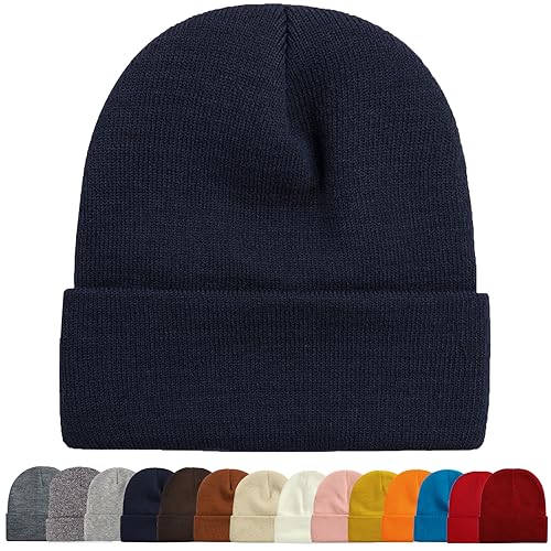 Image of ZOORON 1&2 Packs Beanie for Men Women Men's Beanie Hat Acrylic Knit Cuff Beanie Cap Slouchy Knit Skull Cap Warm Winter hat