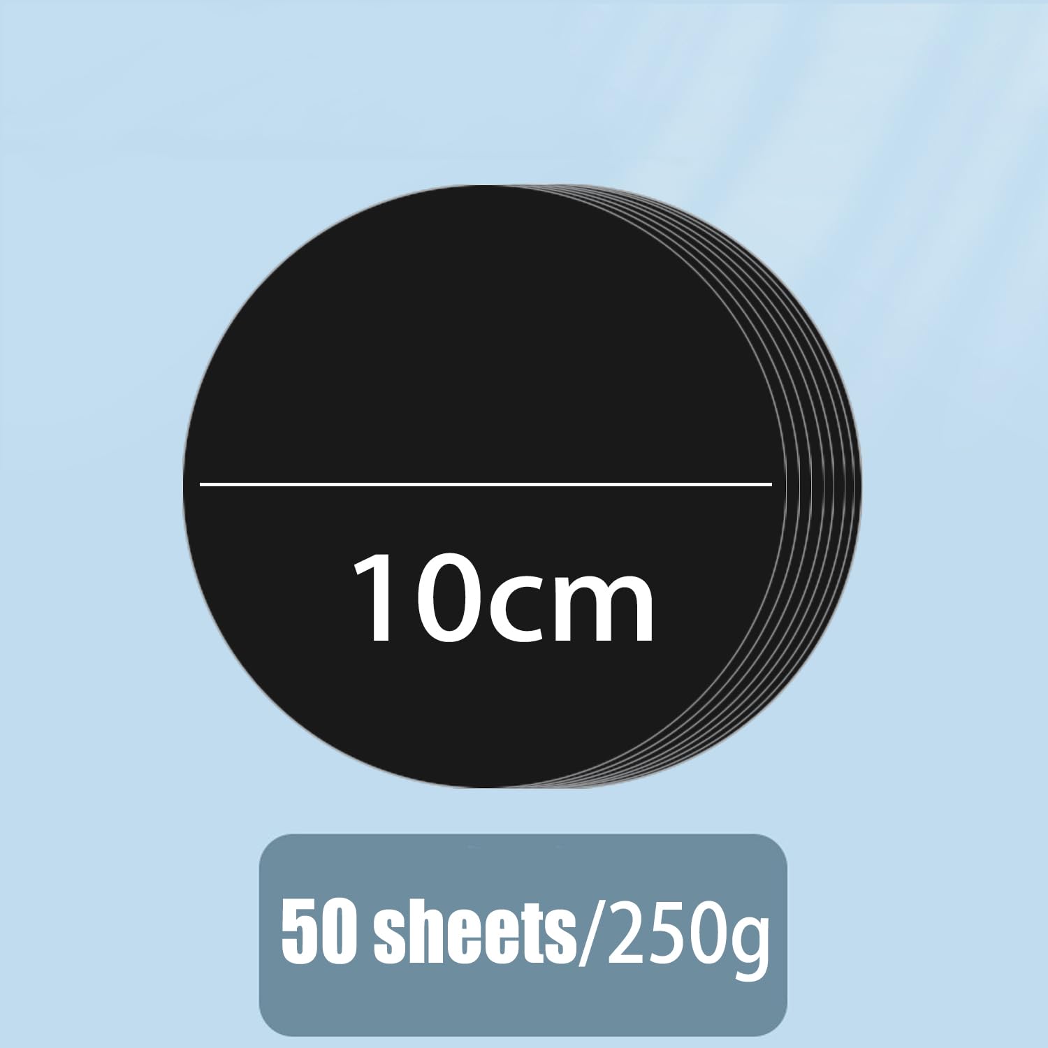50 pcs White Card Stock Paper,Thick Cardstock 3.9 Inches Round Cut Outs paper Circles Construction Paper for Kids Arts and Crafts, 50 Sheets with Glue Points (Black, 3.9inch/10cm)