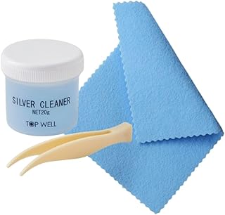 シルバークリーナー 20g & メタルポリッシュクロス セット 磨き布 シルバーお手入れ ピンセット付 銀 汚れ落とし クロス 液体 シルバー磨きクロス