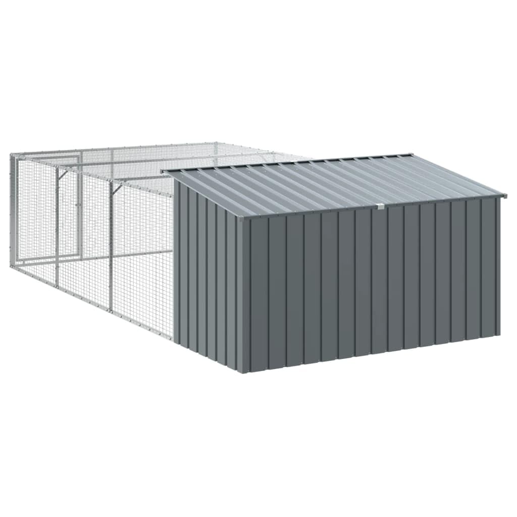 vidaXL Caseta Perros con Corral Acero galvanizado Gris 197x396x110 cm