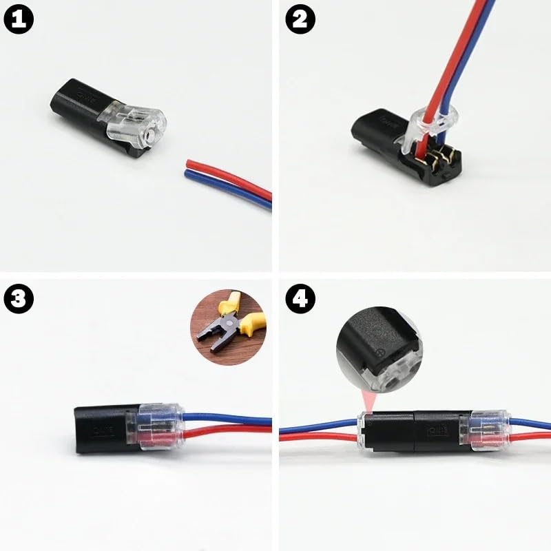 Two-Wire Pluggable Wire Connector Quick Connector Cable Crimping Terminal for Wire Connection 22-20AWG LED Car Connector(10pcs)