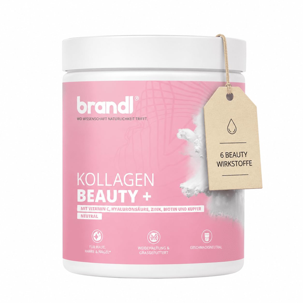 Kollagen Pulver Beauty + aus Schweizer Weidehaltung Geschmacksneutral - Vitamin C, Hyaluronsäure, Zink, Biotin & Kupfer - unabhängig laborgeprüft - 550g Premium Collagen Pulver für Haut, Haare & Nägel