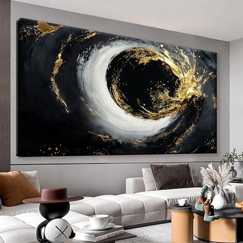 Tsomzxng Canvas Art Wall Decor Print Modern Abstract Art Paintings Black And Gold Wall Art Prints Abstract Wall Art Pictures For Bedroom Kitchen Office Home Artwork 20″ × 40″
